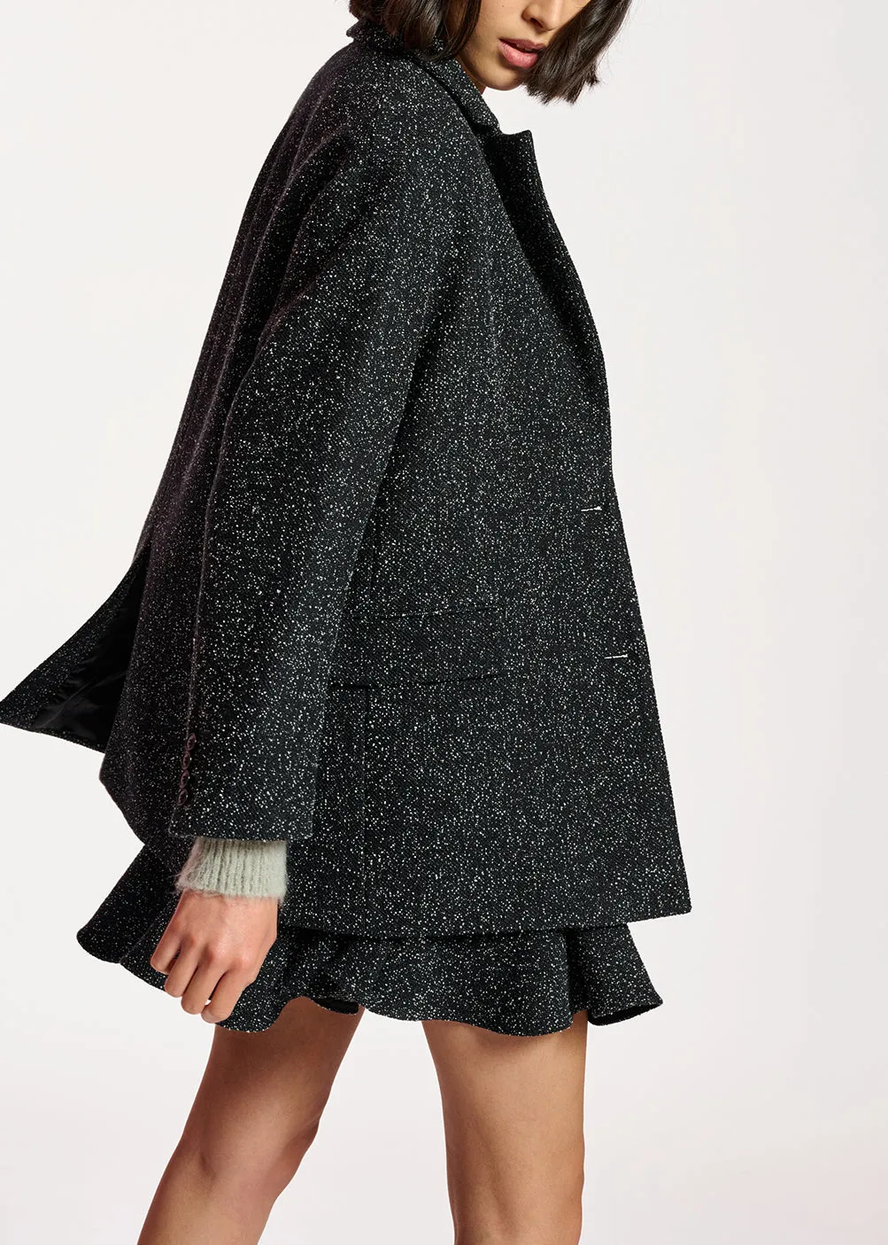 Black oversized bouclé blazer