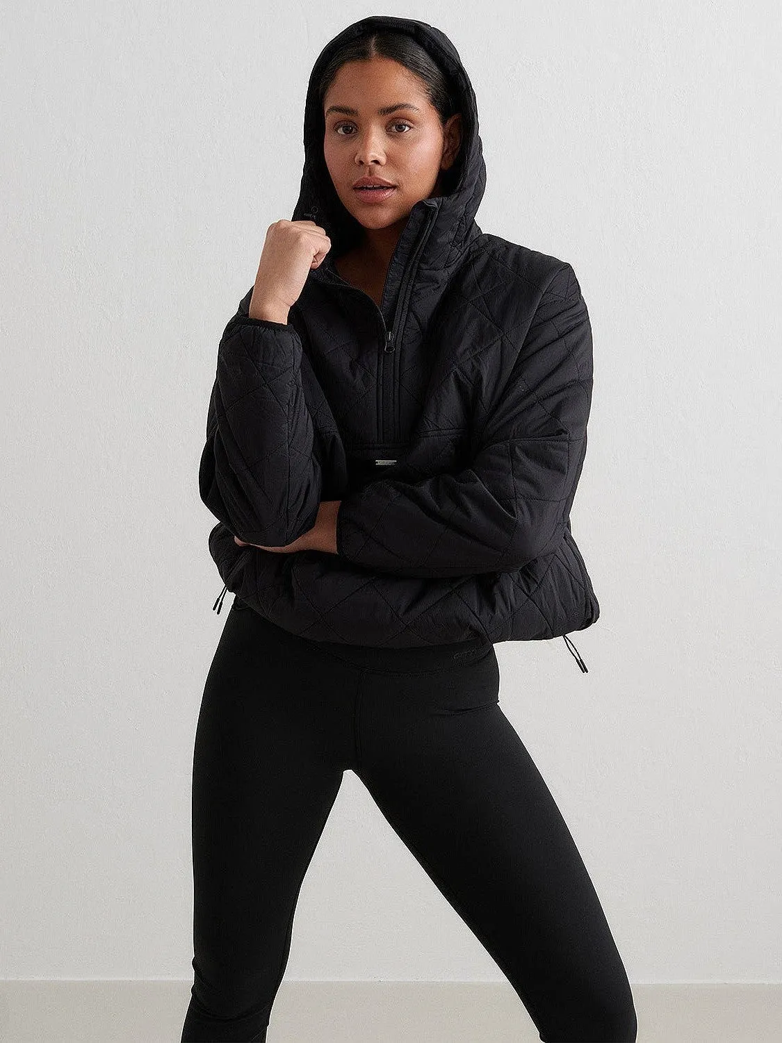 Black Oversized Quilted Anorak