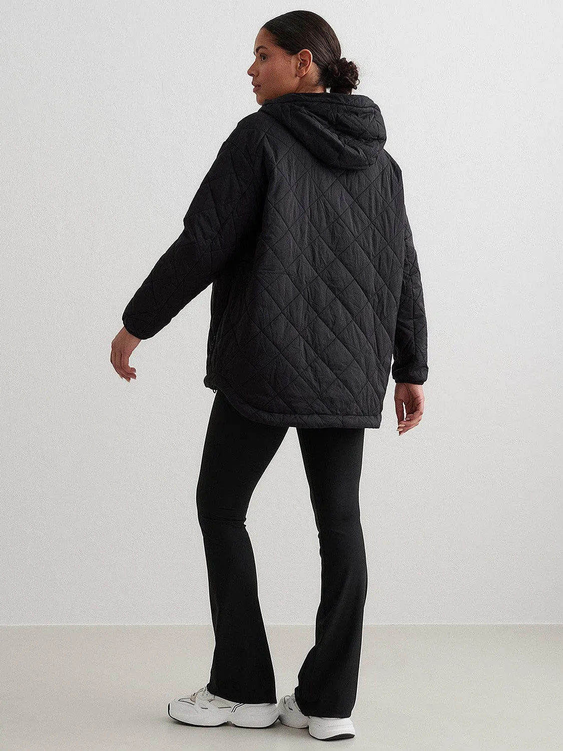 Black Oversized Quilted Anorak