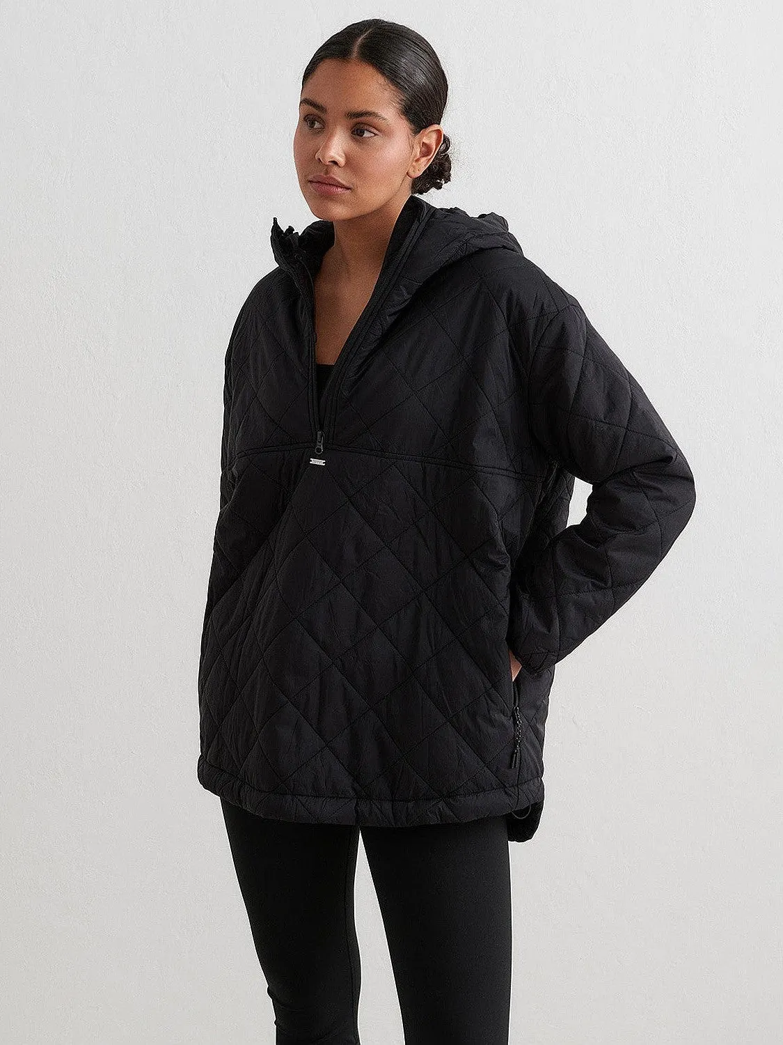 Black Oversized Quilted Anorak