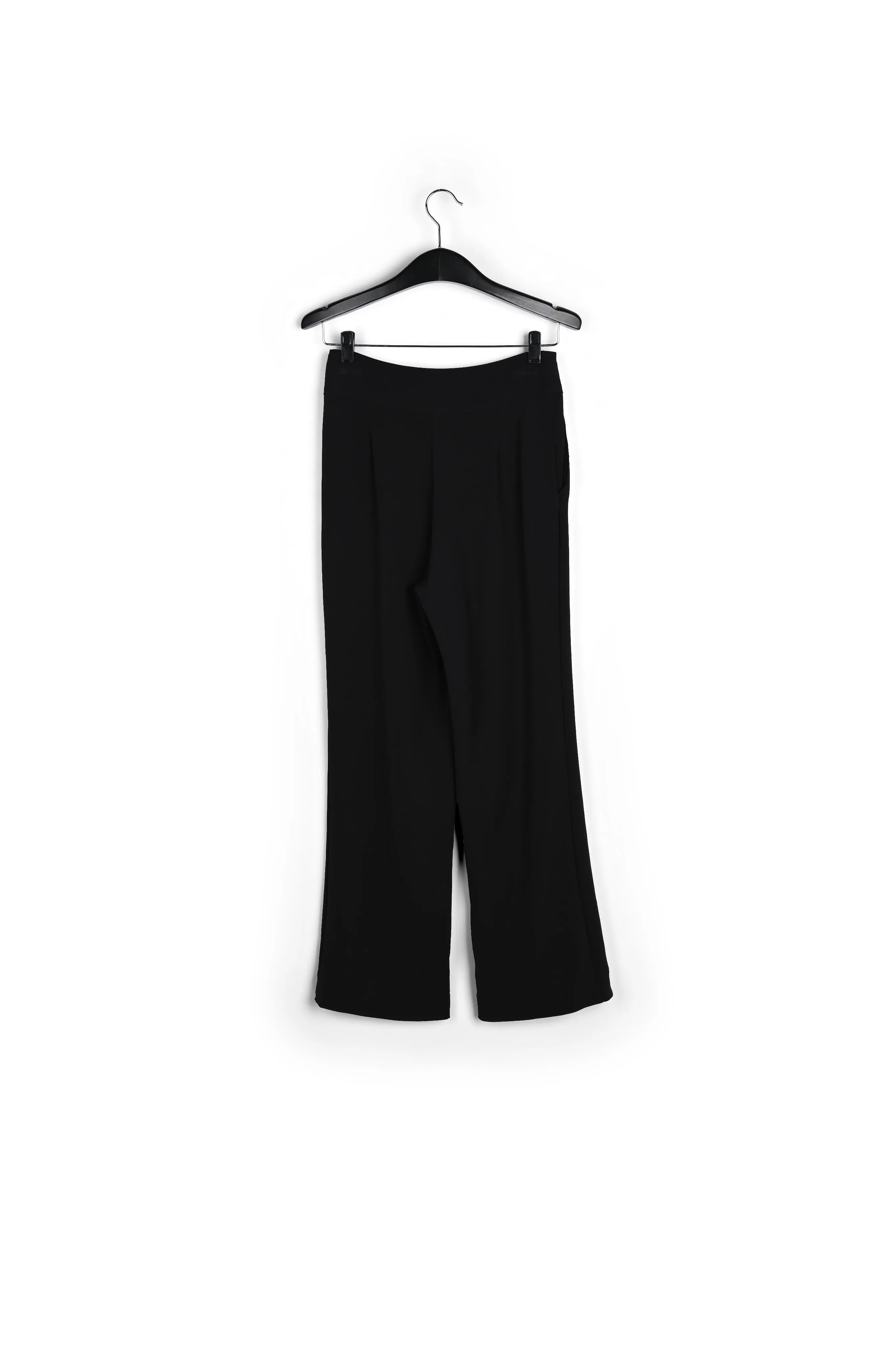 Black viscose-satin straight-leg pants