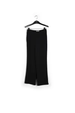 Black viscose-satin straight-leg pants