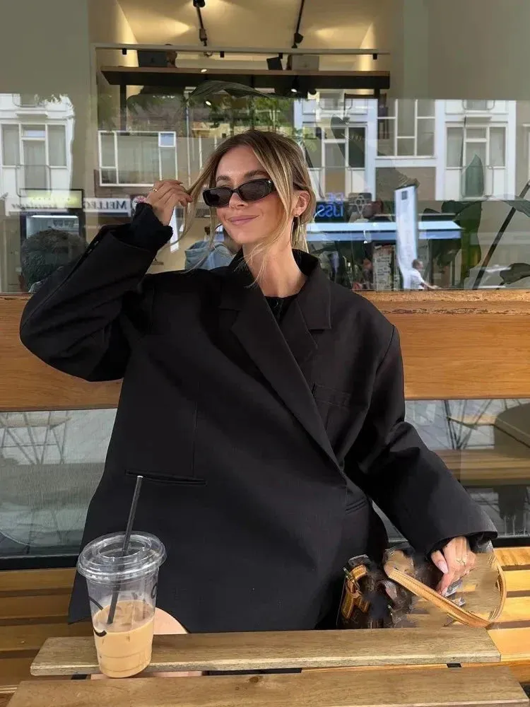 Blazer coat - oversized autumn coat in a loose fit for women
