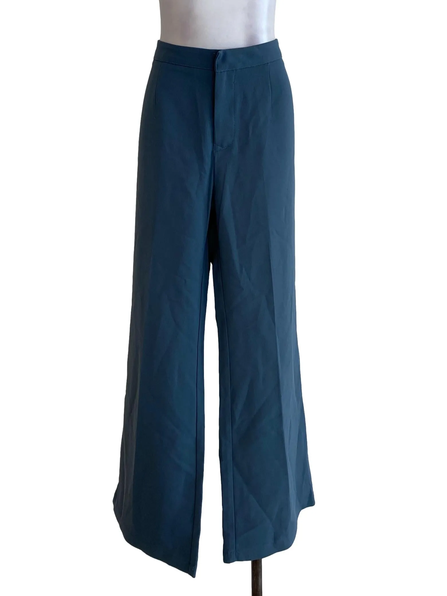 Blue Long Straight Cut Pants