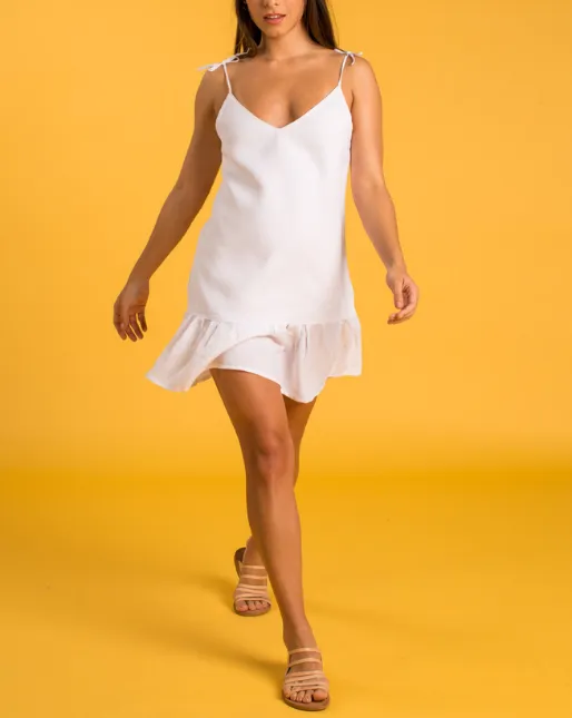Bora Bora Linen Dress White