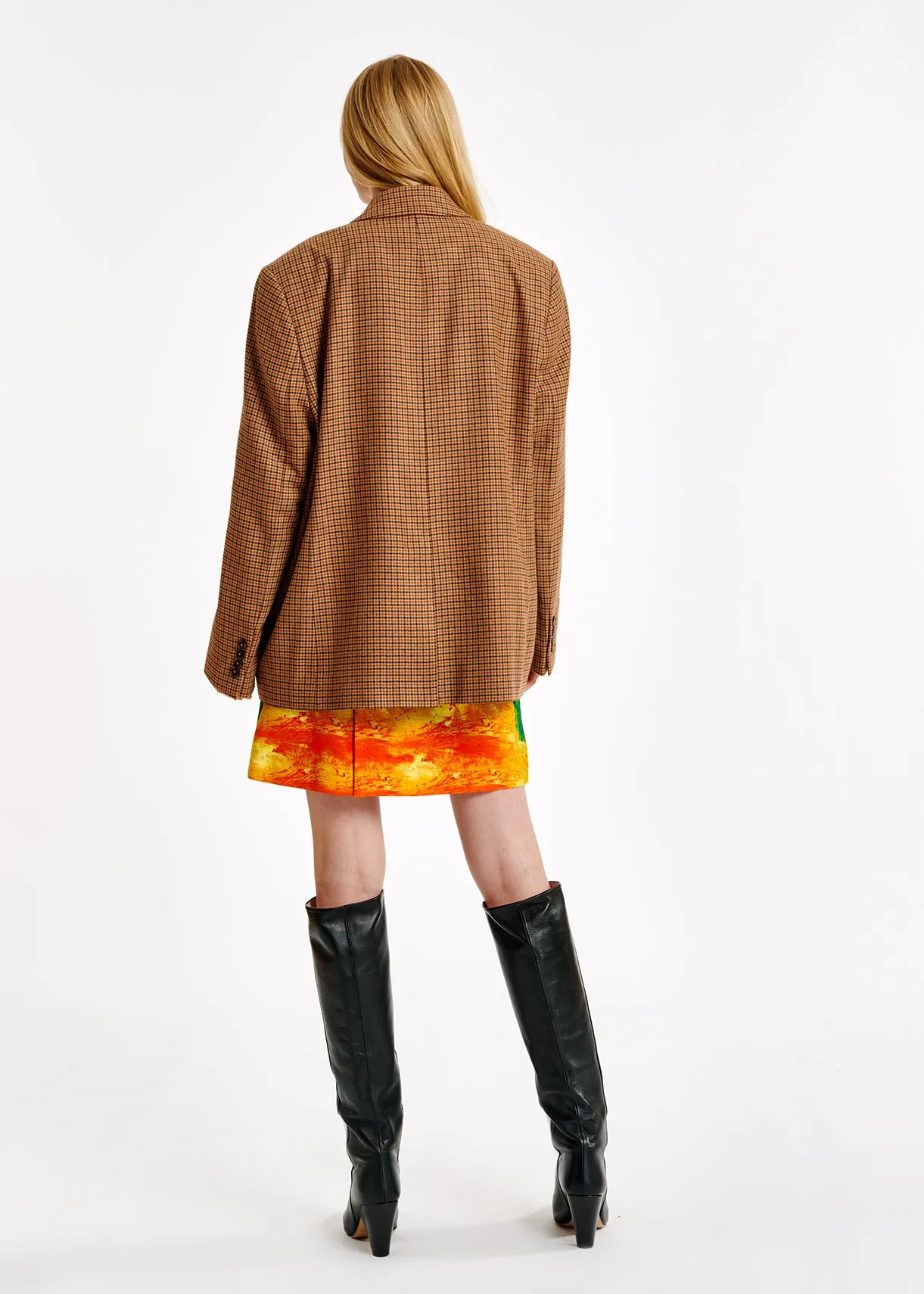 Brown check oversized-fit blazer