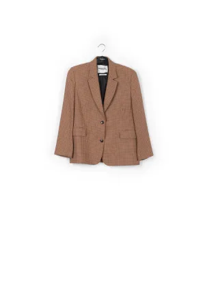 Brown check oversized-fit blazer
