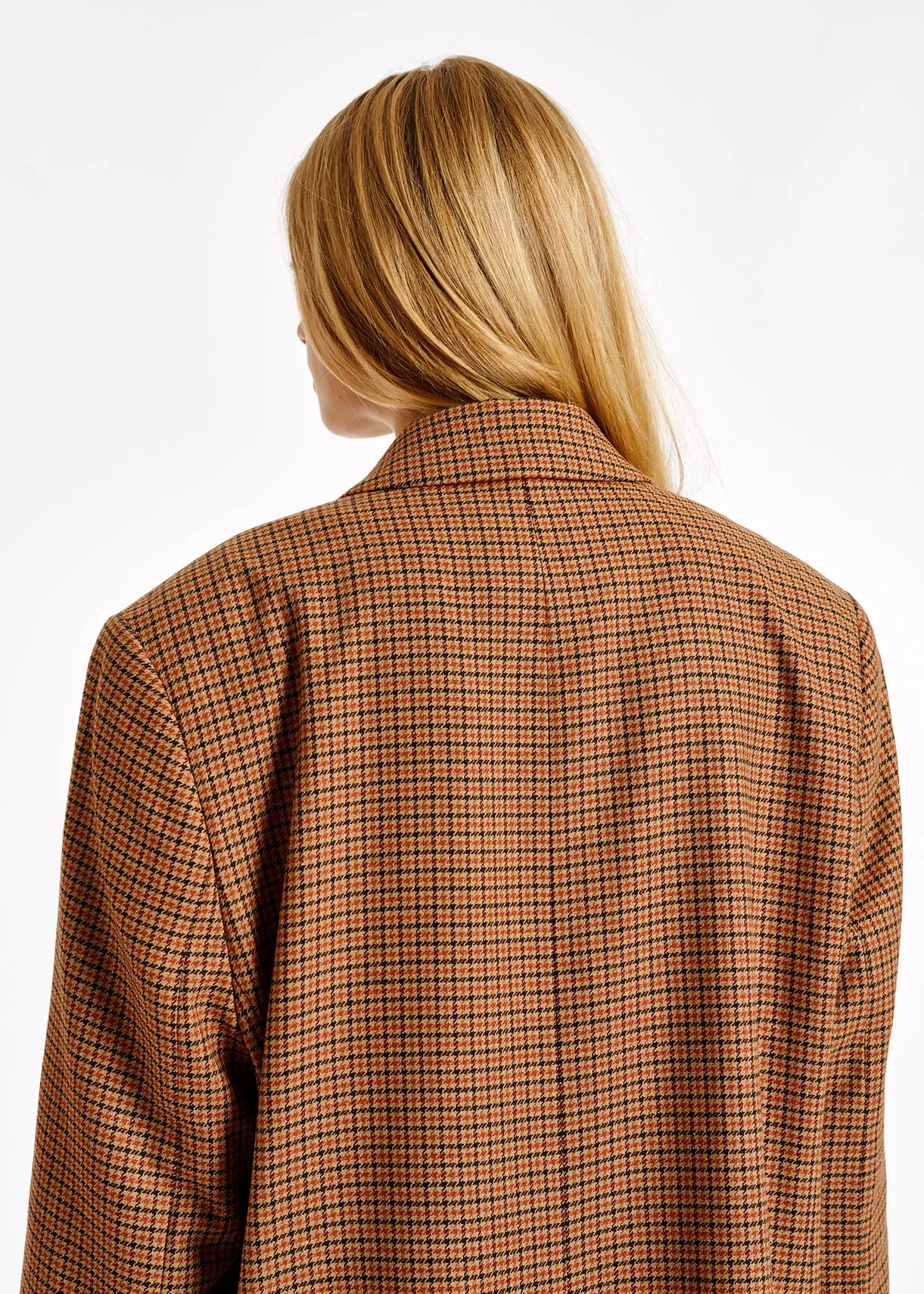 Brown check oversized-fit blazer