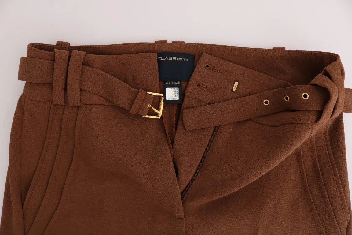 Brown Polyester Boot Cut Pants