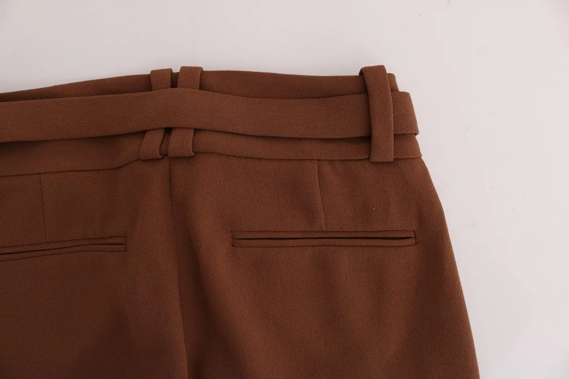 Brown Polyester Boot Cut Pants