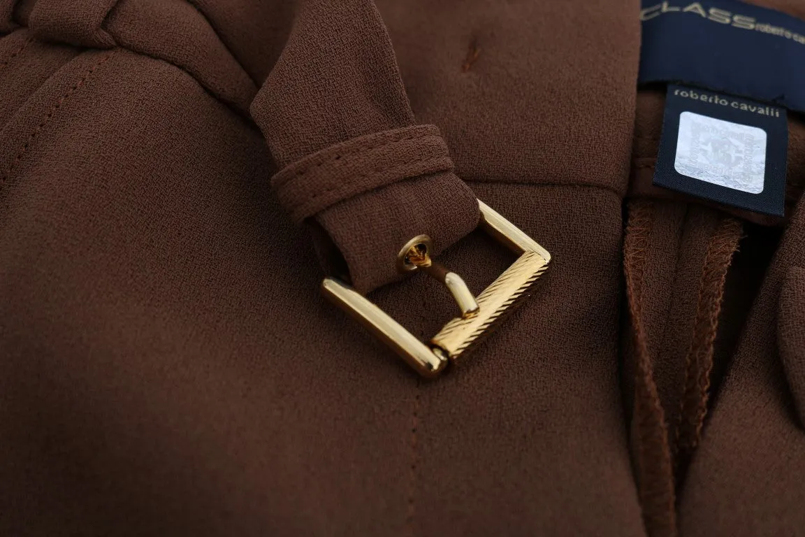 Brown Polyester Boot Cut Pants