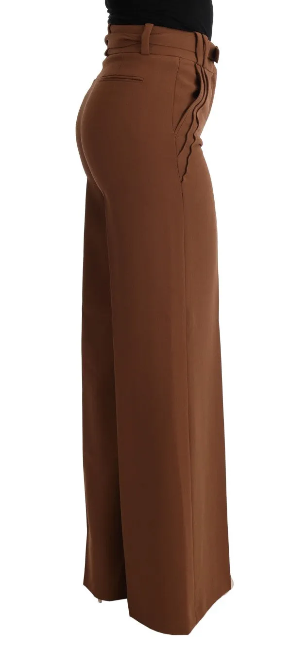 Brown Polyester Boot Cut Pants