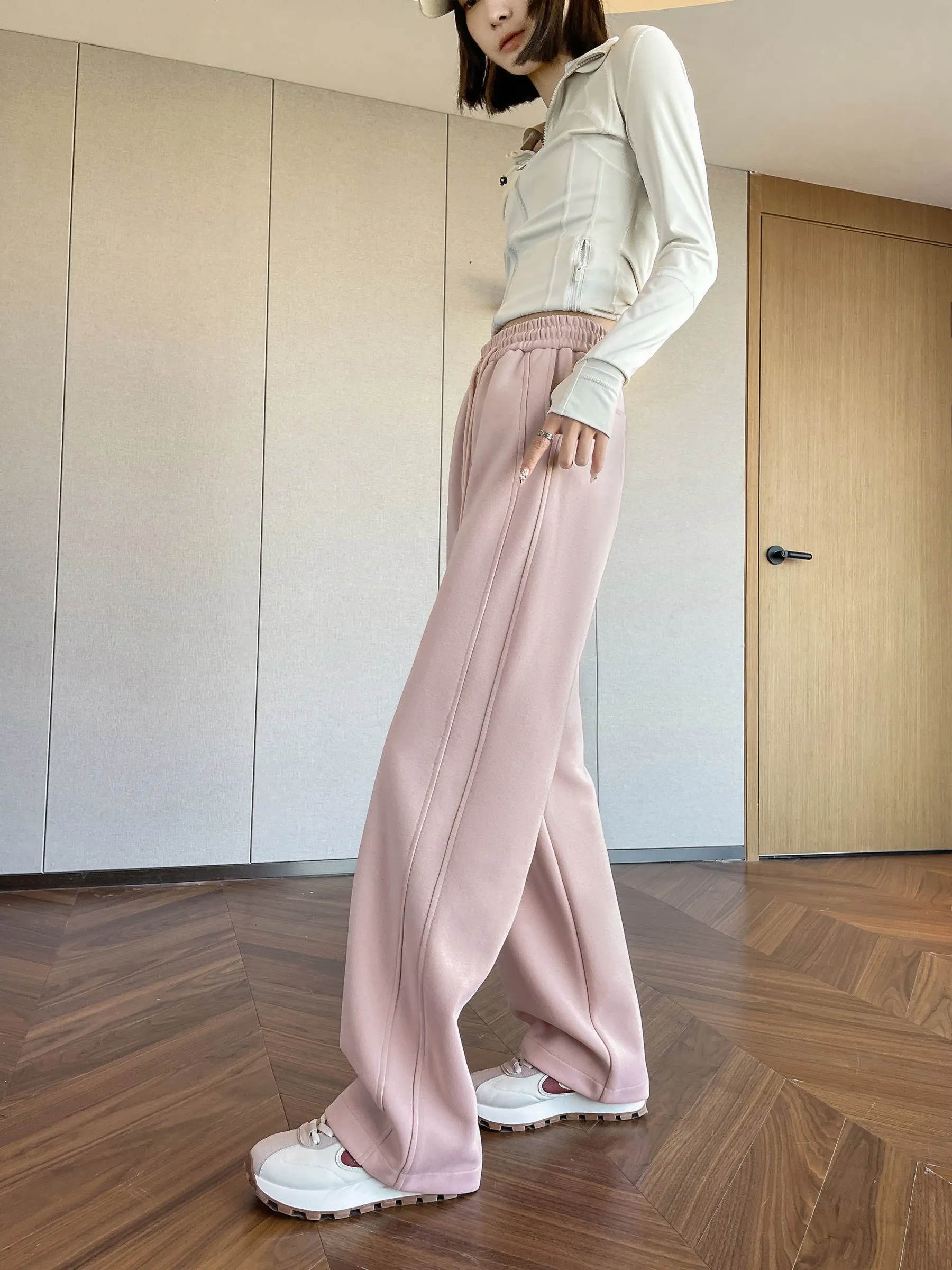 Casual Women's Wide Leg Sweatpants with Waist Drawstring