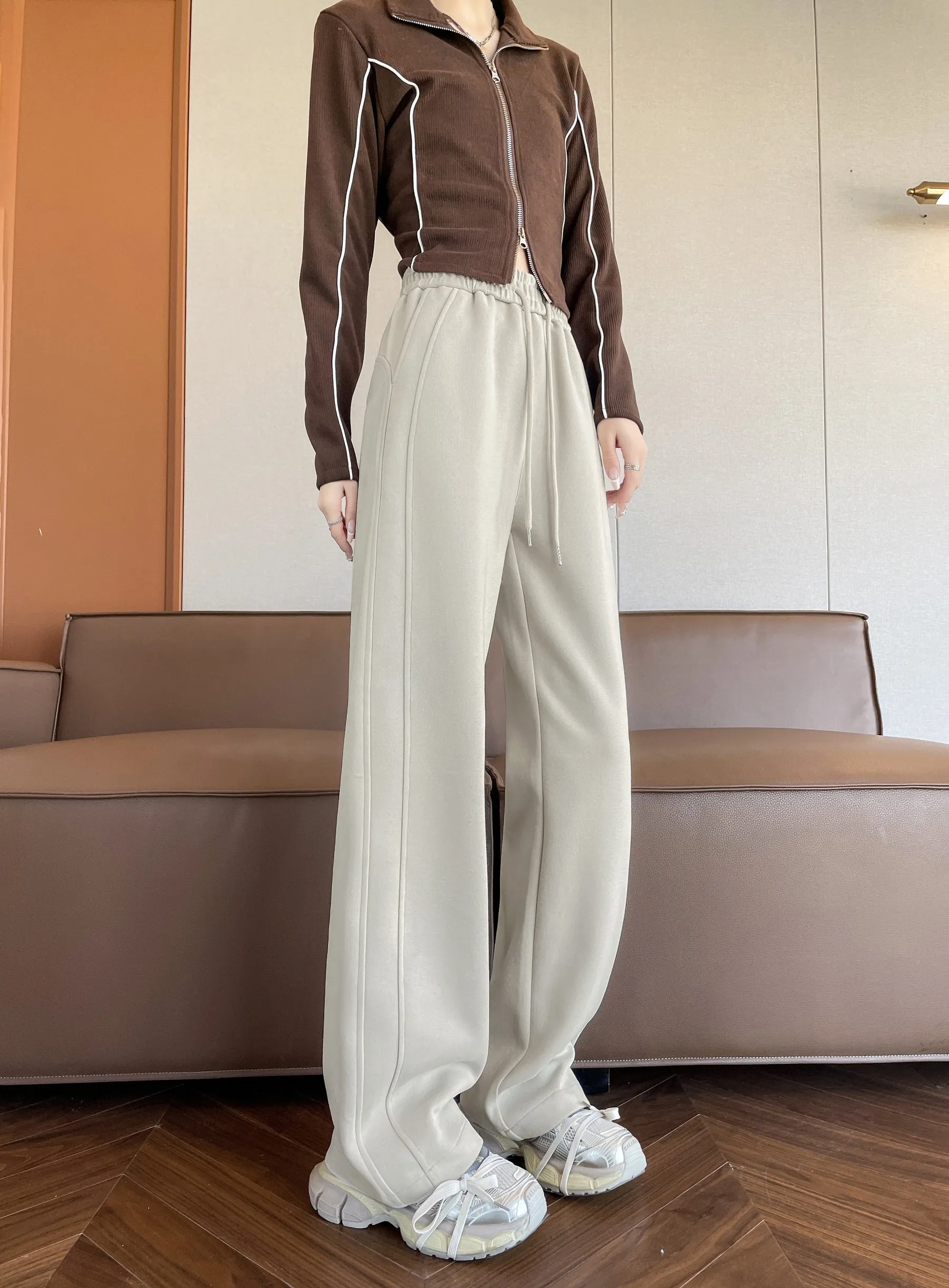 Casual Women's Wide Leg Sweatpants with Waist Drawstring
