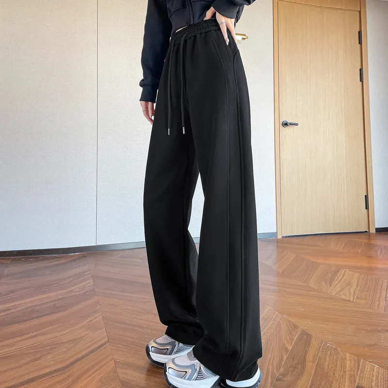 Casual Women's Wide Leg Sweatpants with Waist Drawstring
