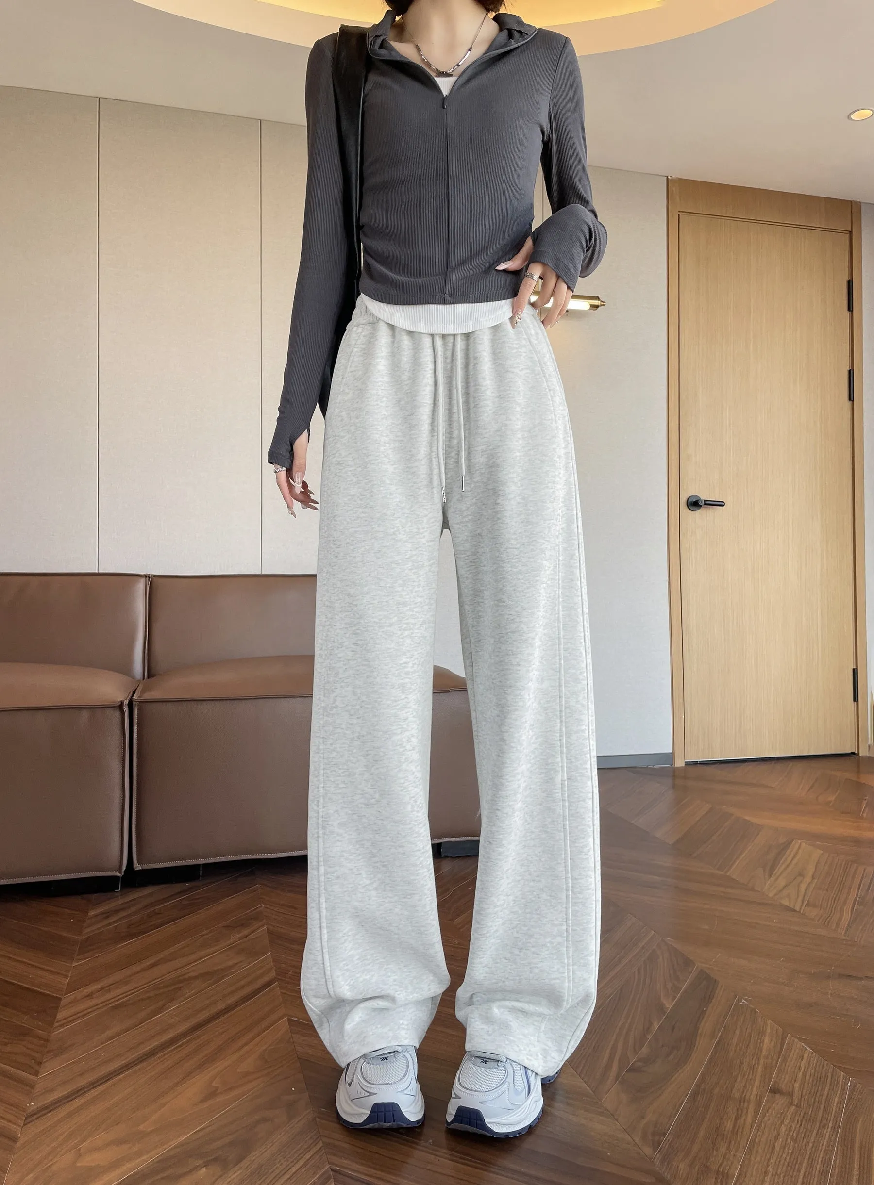 Casual Women's Wide Leg Sweatpants with Waist Drawstring