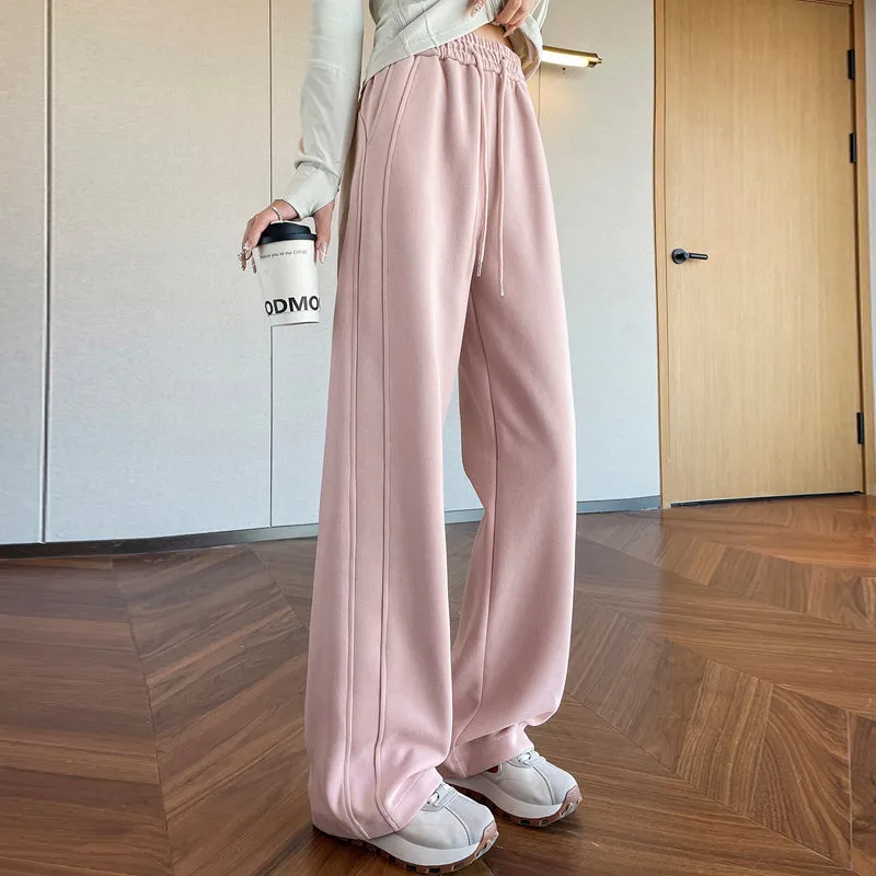 Casual Women's Wide Leg Sweatpants with Waist Drawstring