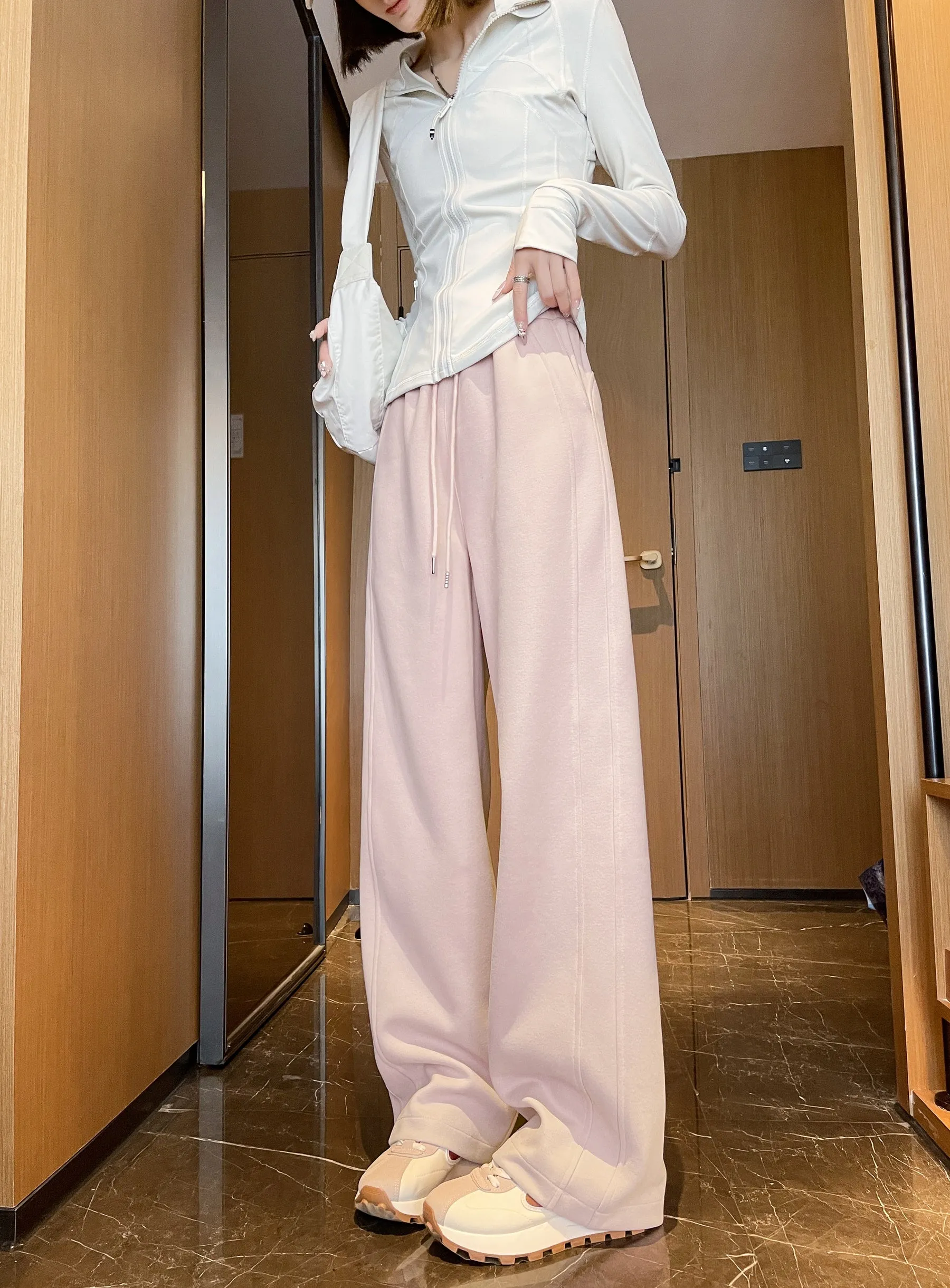 Casual Women's Wide Leg Sweatpants with Waist Drawstring