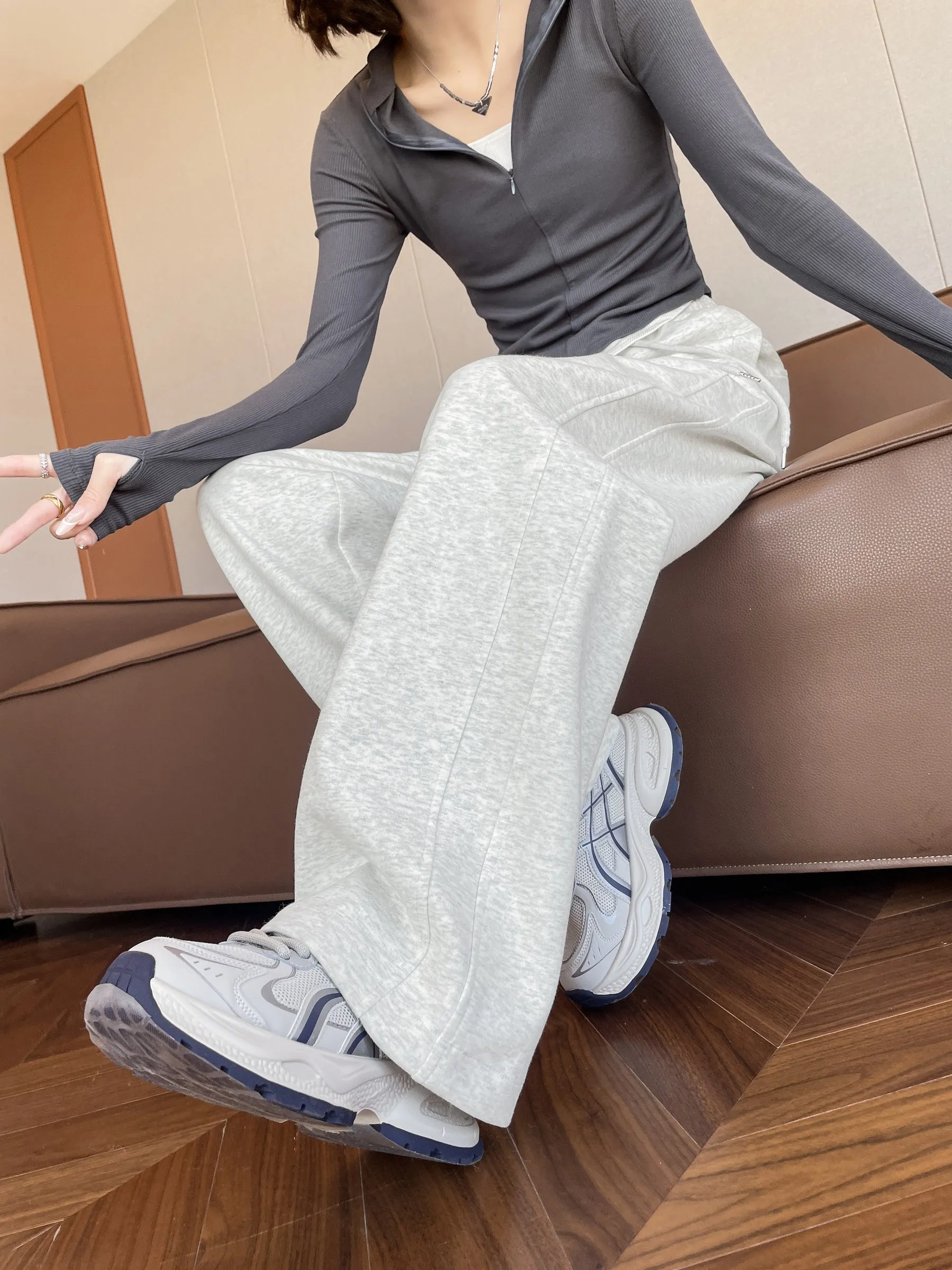 Casual Women's Wide Leg Sweatpants with Waist Drawstring