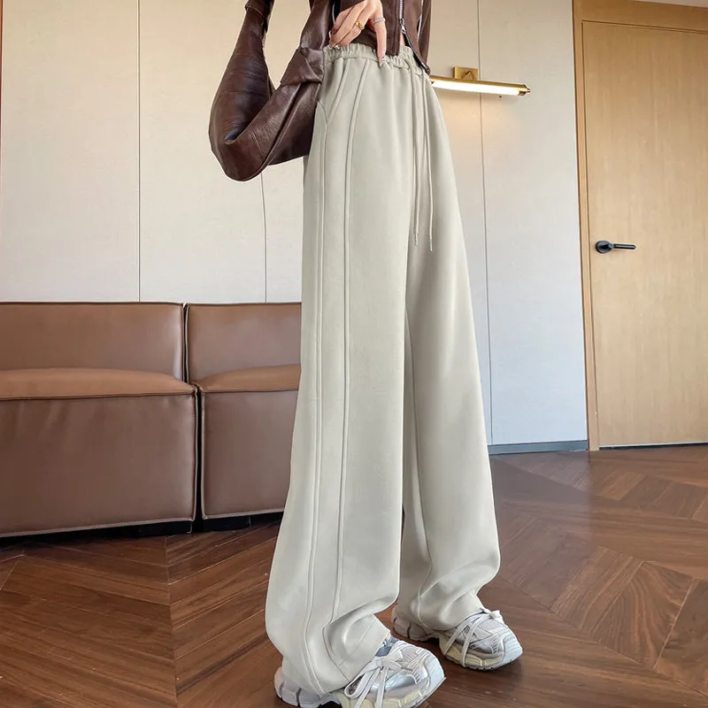 Casual Women's Wide Leg Sweatpants with Waist Drawstring