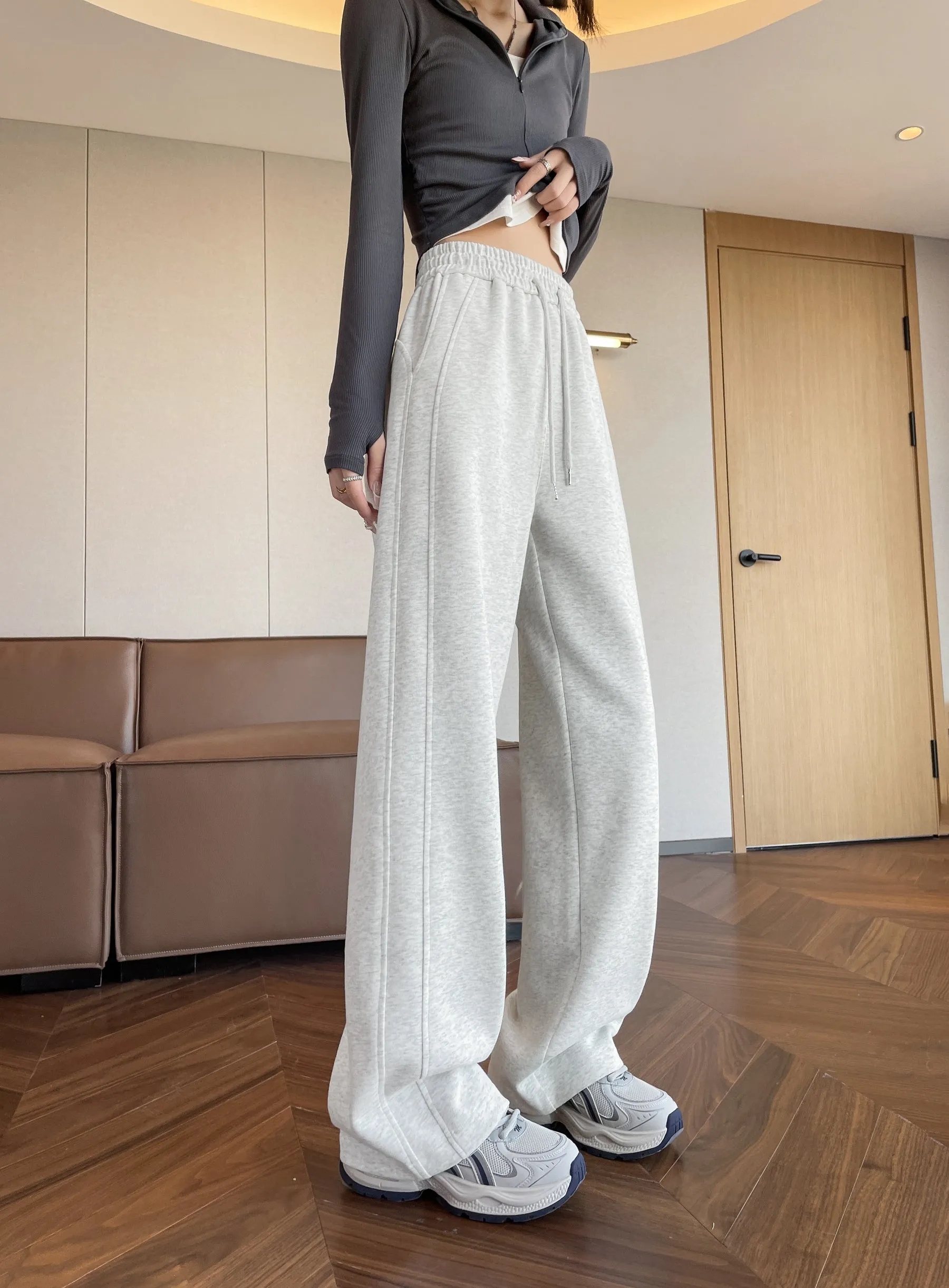 Casual Women's Wide Leg Sweatpants with Waist Drawstring