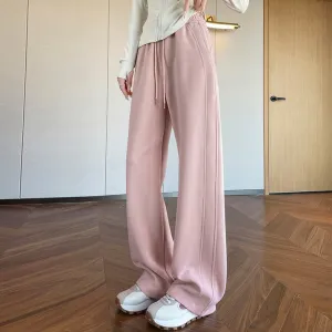 Casual Women's Wide Leg Sweatpants with Waist Drawstring