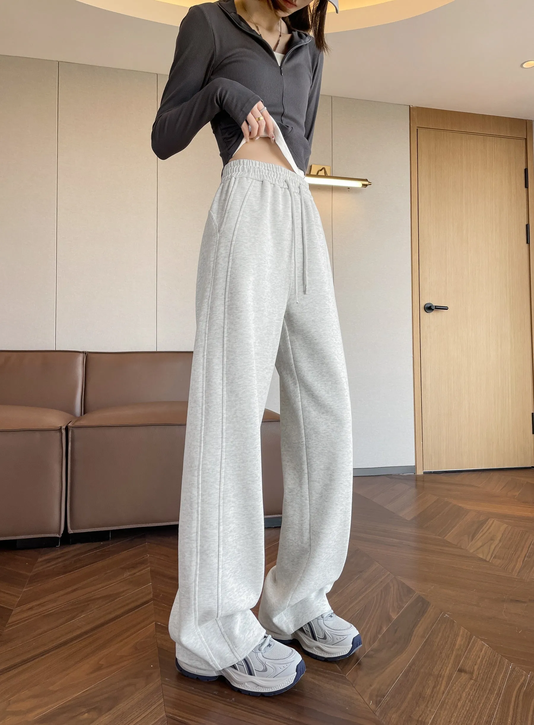 Casual Women's Wide Leg Sweatpants with Waist Drawstring