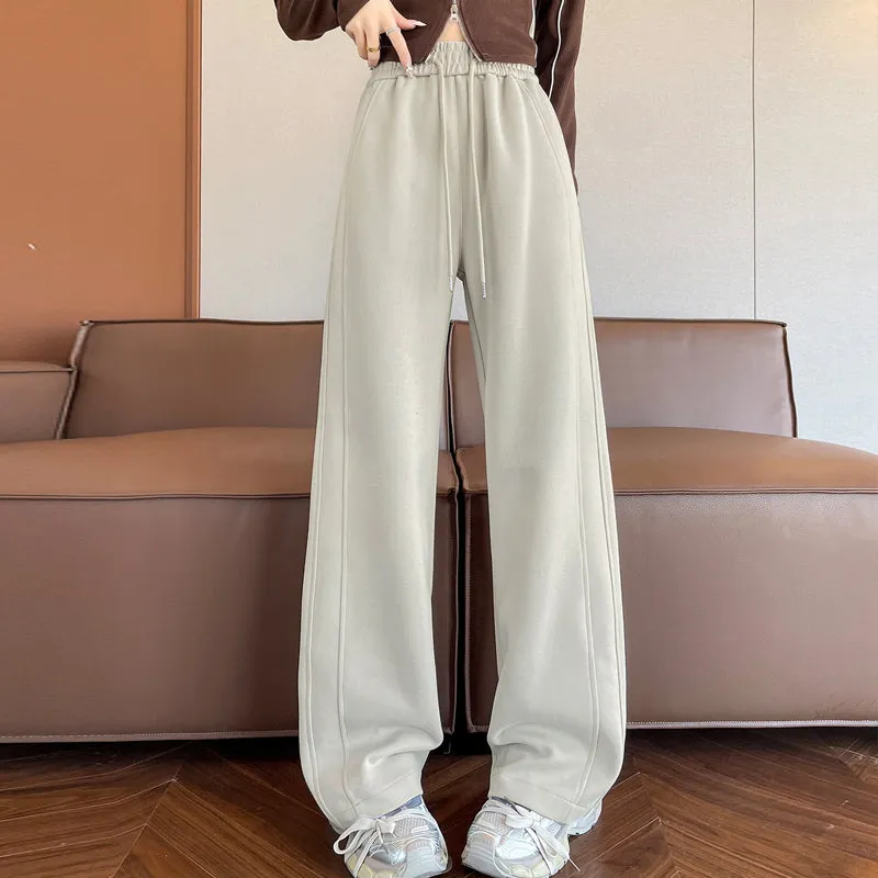 Casual Women's Wide Leg Sweatpants with Waist Drawstring