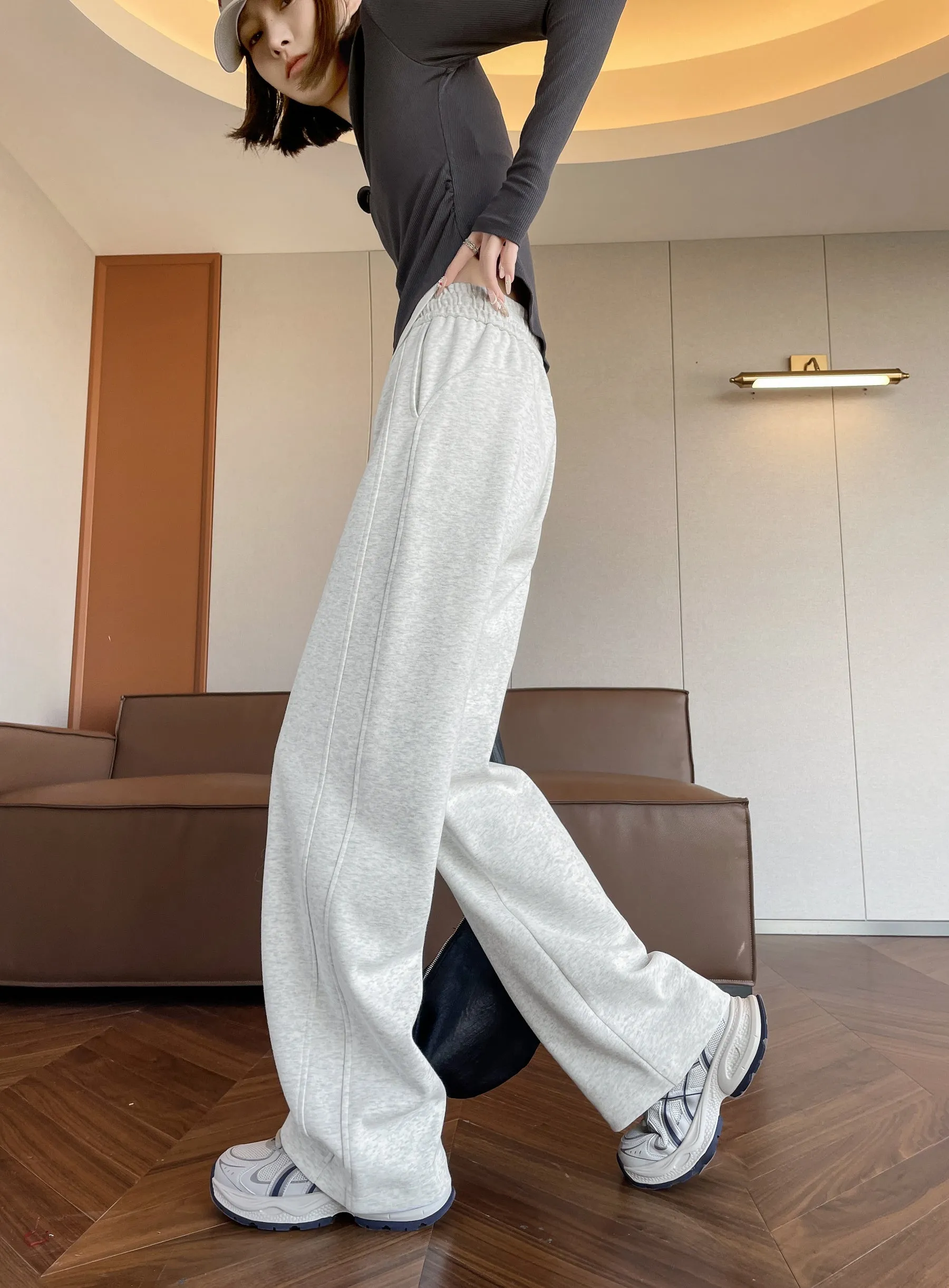 Casual Women's Wide Leg Sweatpants with Waist Drawstring