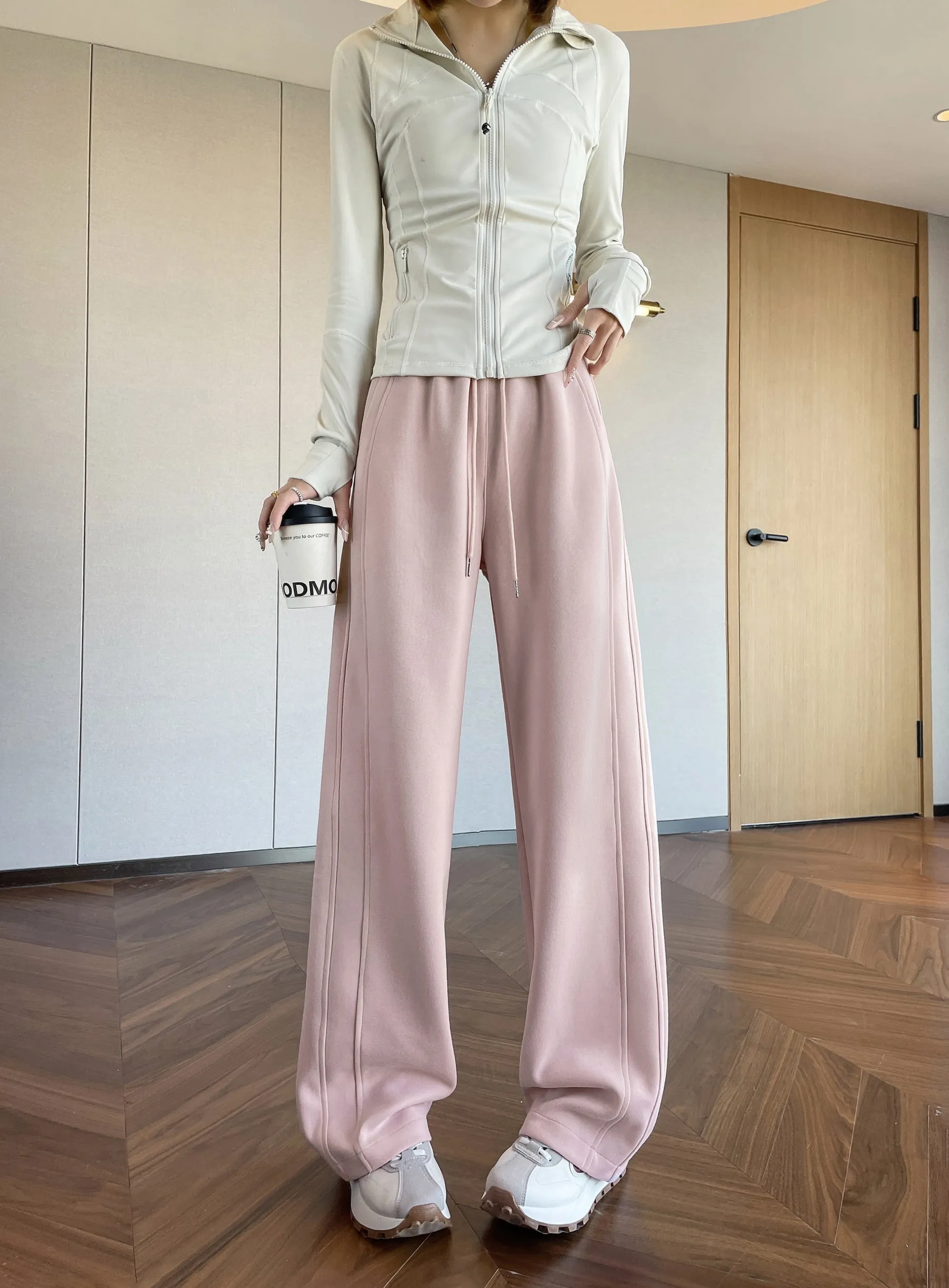 Casual Women's Wide Leg Sweatpants with Waist Drawstring