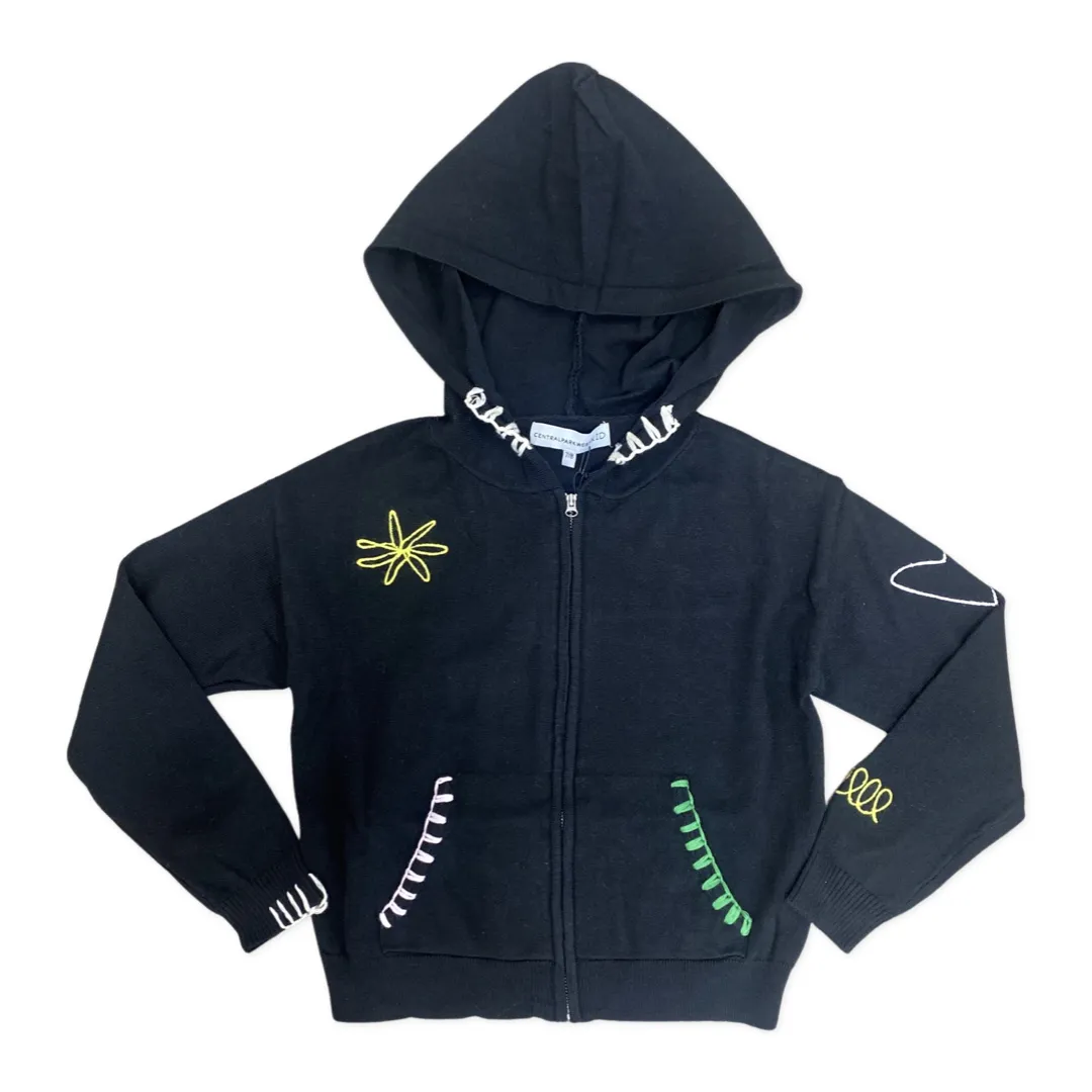 Central Park West Zeke Embroidered Hoodie - Black