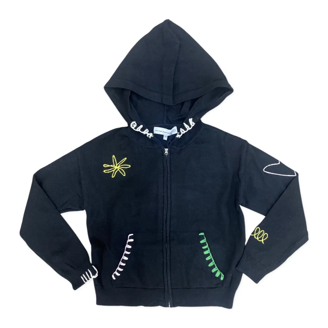 Central Park West Zeke Embroidered Hoodie - Black