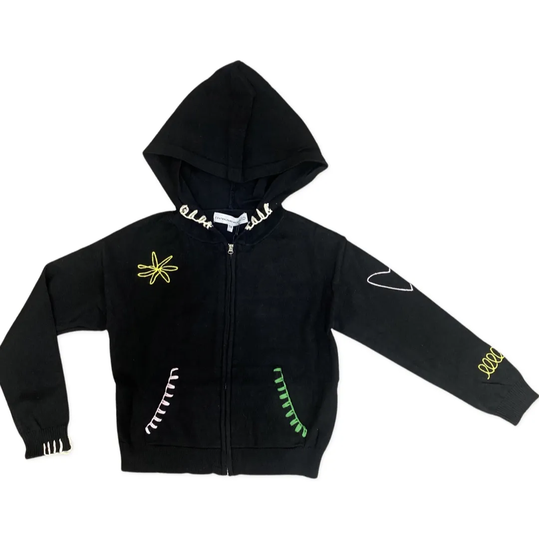 Central Park West Zeke Embroidered Hoodie - Black