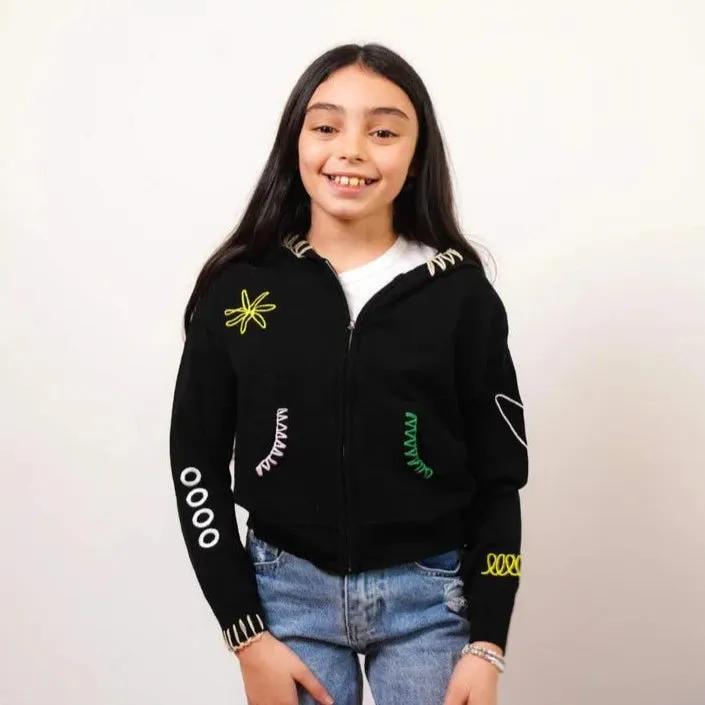Central Park West Zeke Embroidered Hoodie - Black