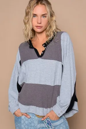 Charcoal Colorblock Thermal Mix Long Sleeve
