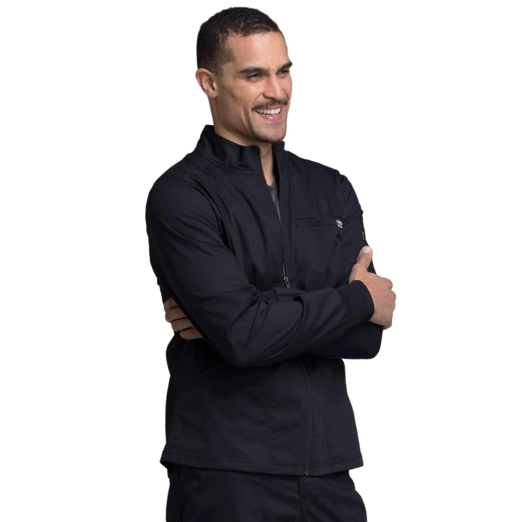 Cherokee Revolution WW320 Scrubs Jacket Mens Zip Front Black