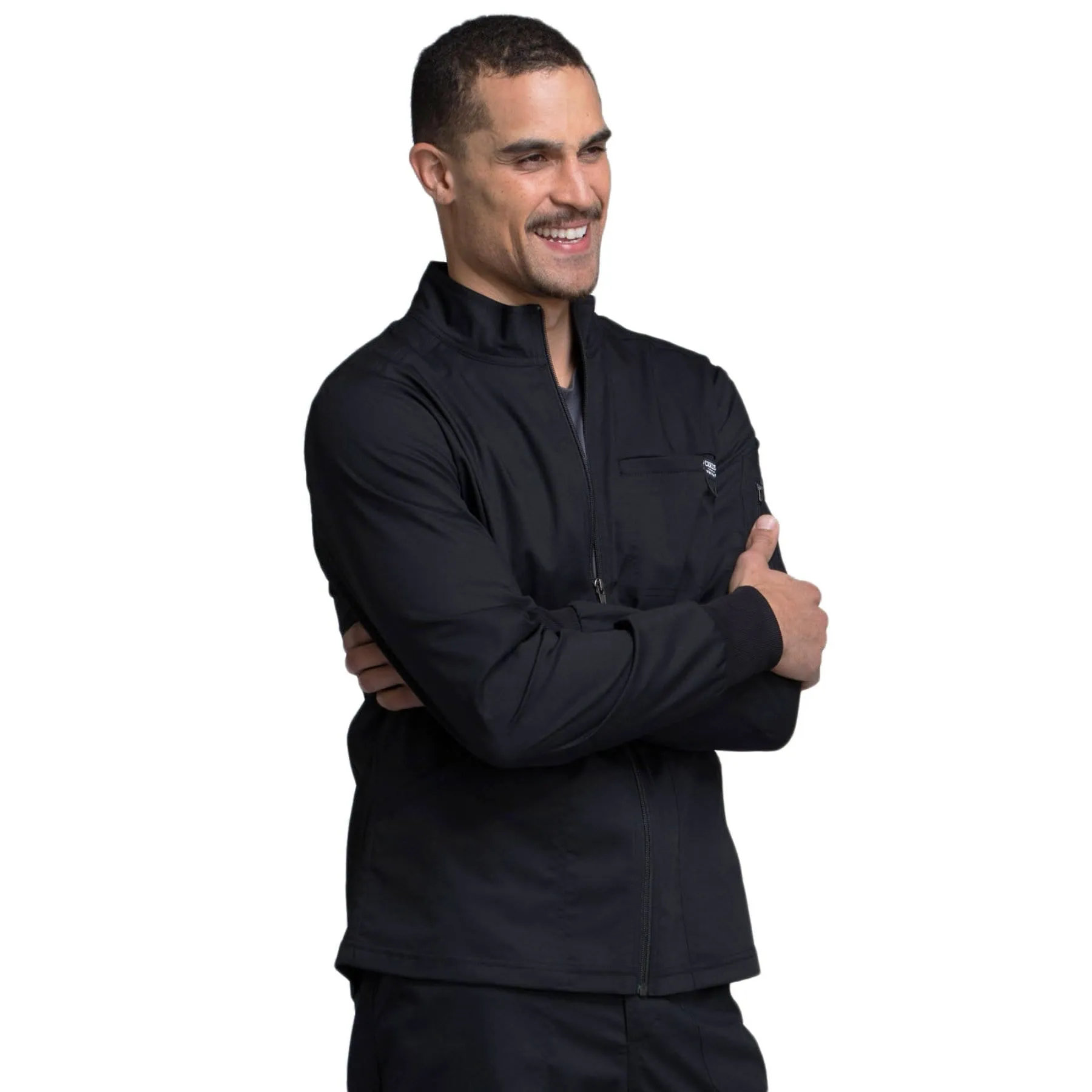 Cherokee Revolution WW320 Scrubs Jacket Mens Zip Front Black