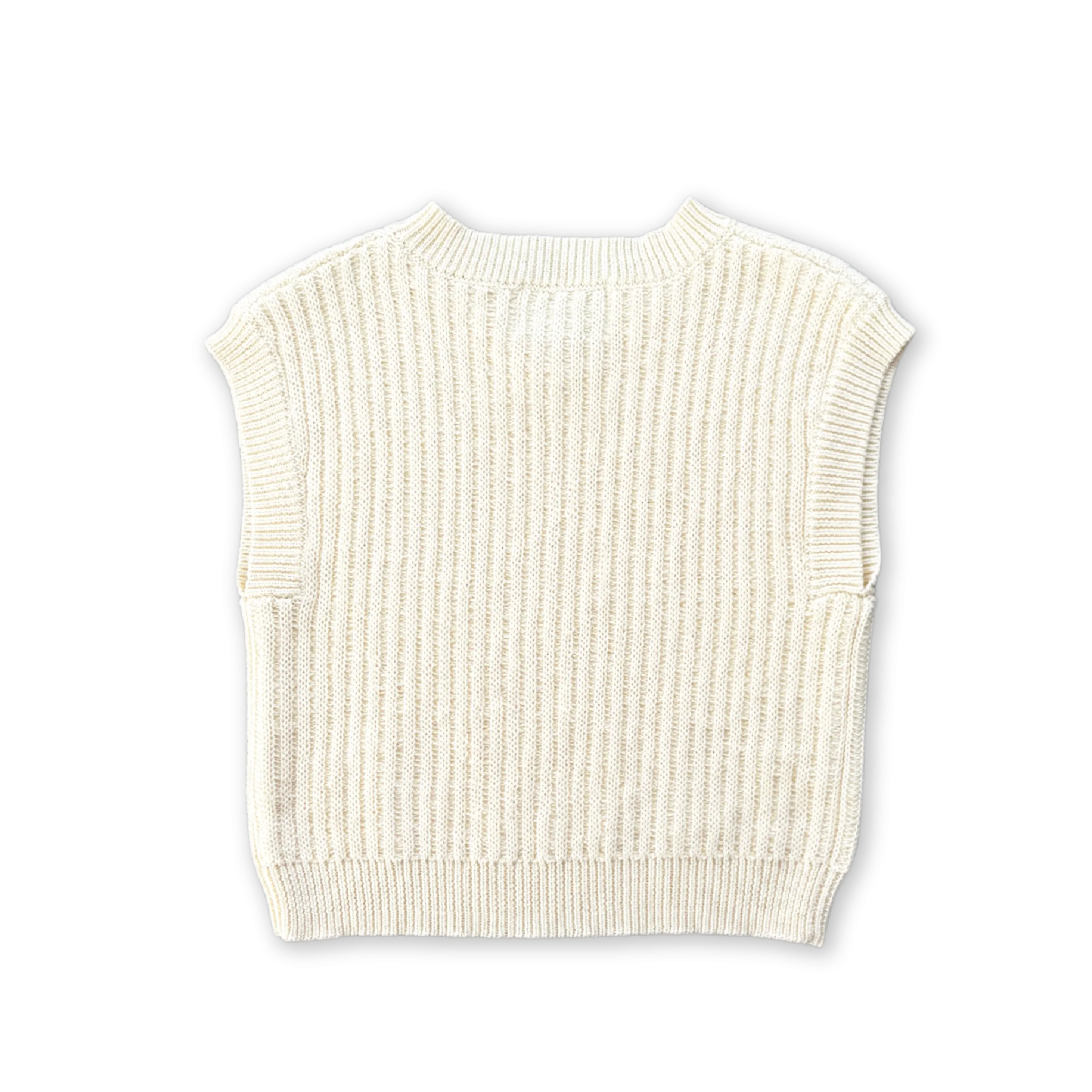 Chunky Rib V-Neck Vest - Milk