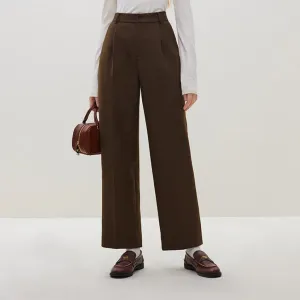 Classic High-waisted Wool Straight Pants for Women