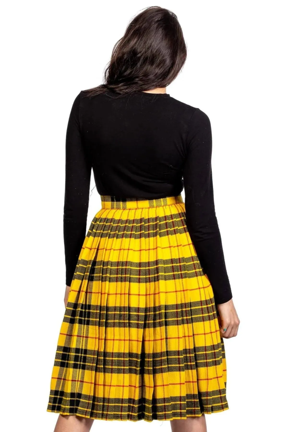 Classic Tartan Pleated Plaid Midi Skirt