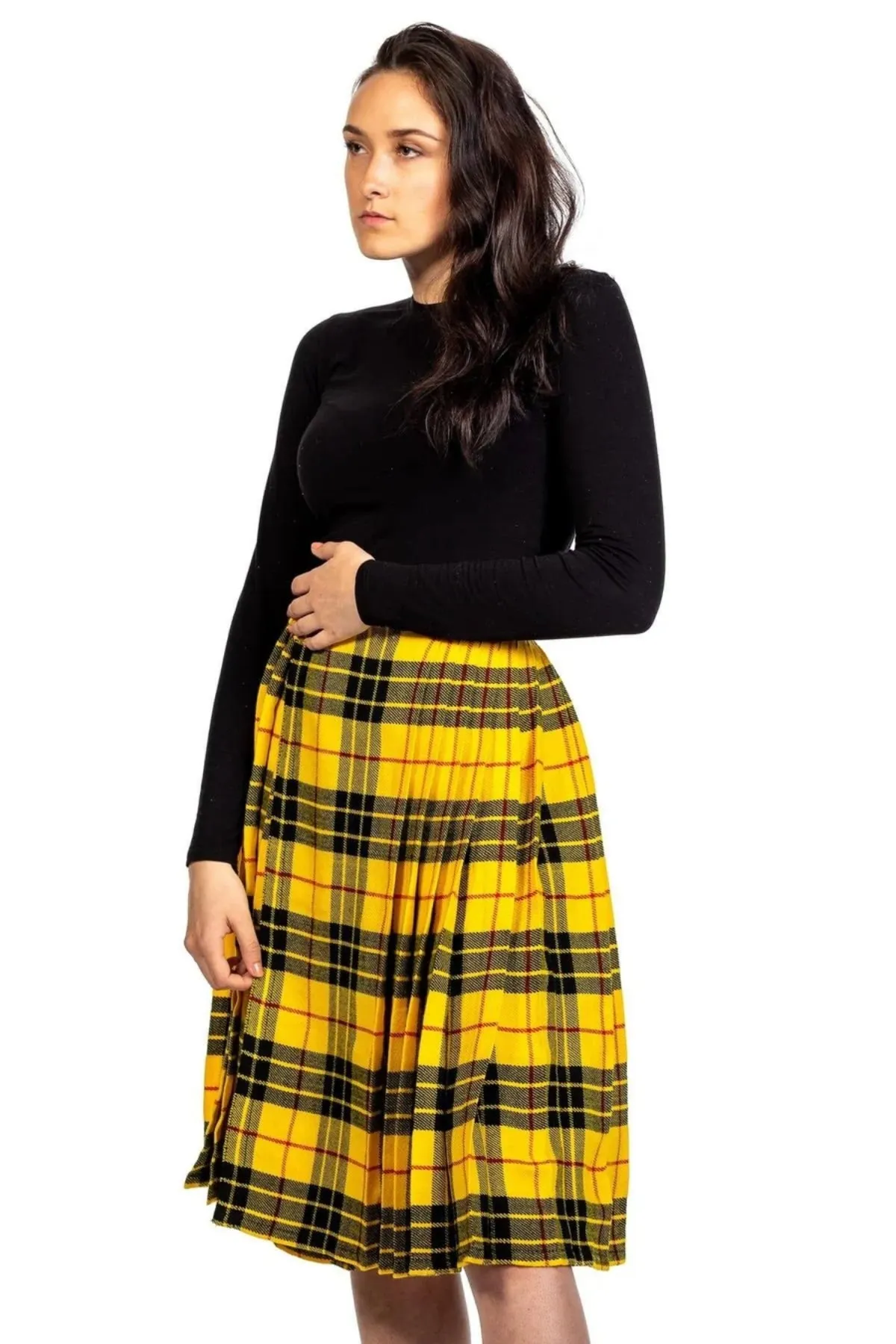 Classic Tartan Pleated Plaid Midi Skirt