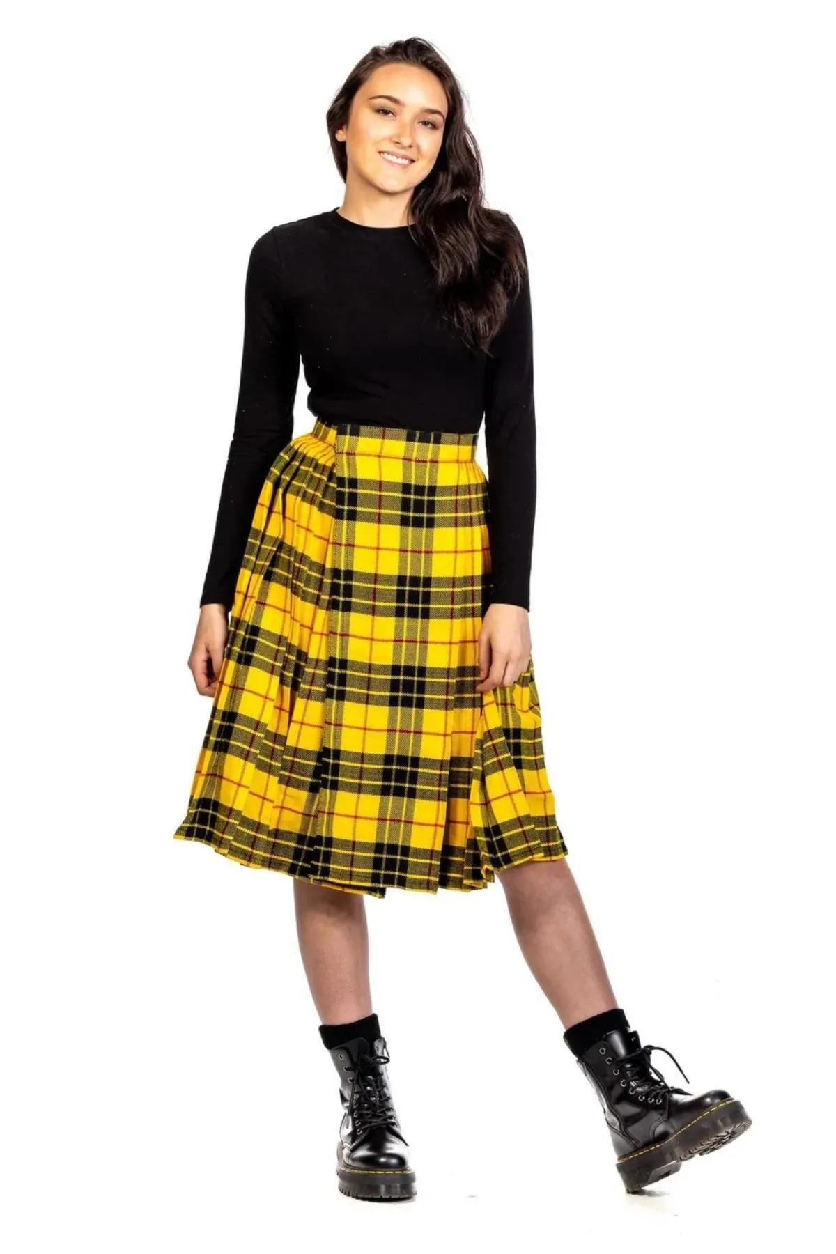 Classic Tartan Pleated Plaid Midi Skirt