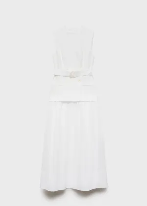Combined woven dress with belt