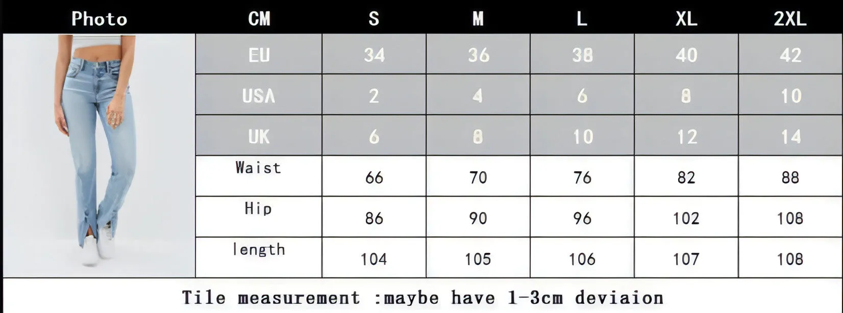 Commuter Split Straight Pants Fashionable Stretch Washed Jeans Women
