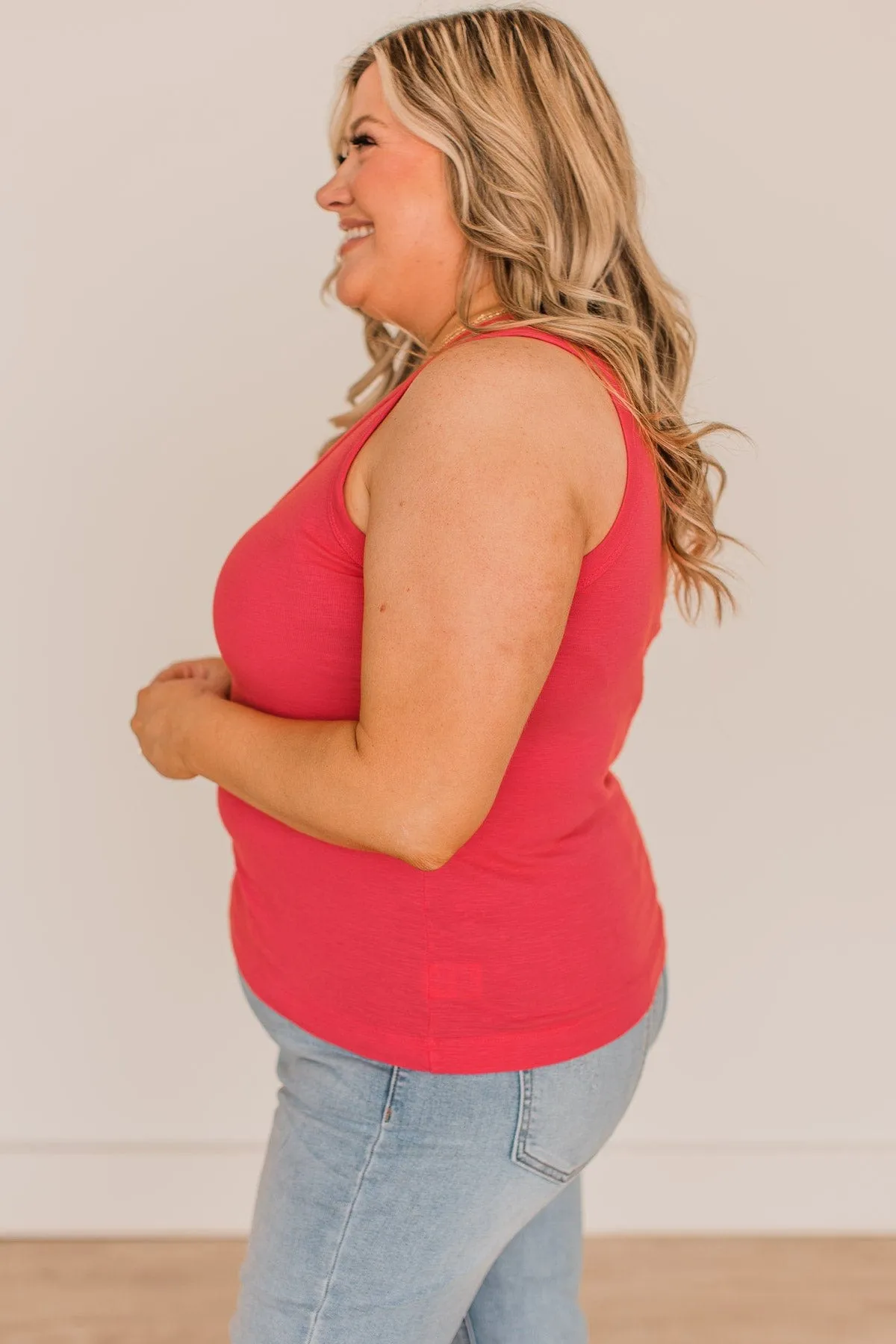 Counting Blessings V-Neck Tank Top- Coral