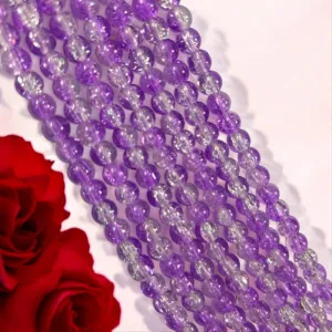 Crackle Beads 8mm - Dark Purple & White