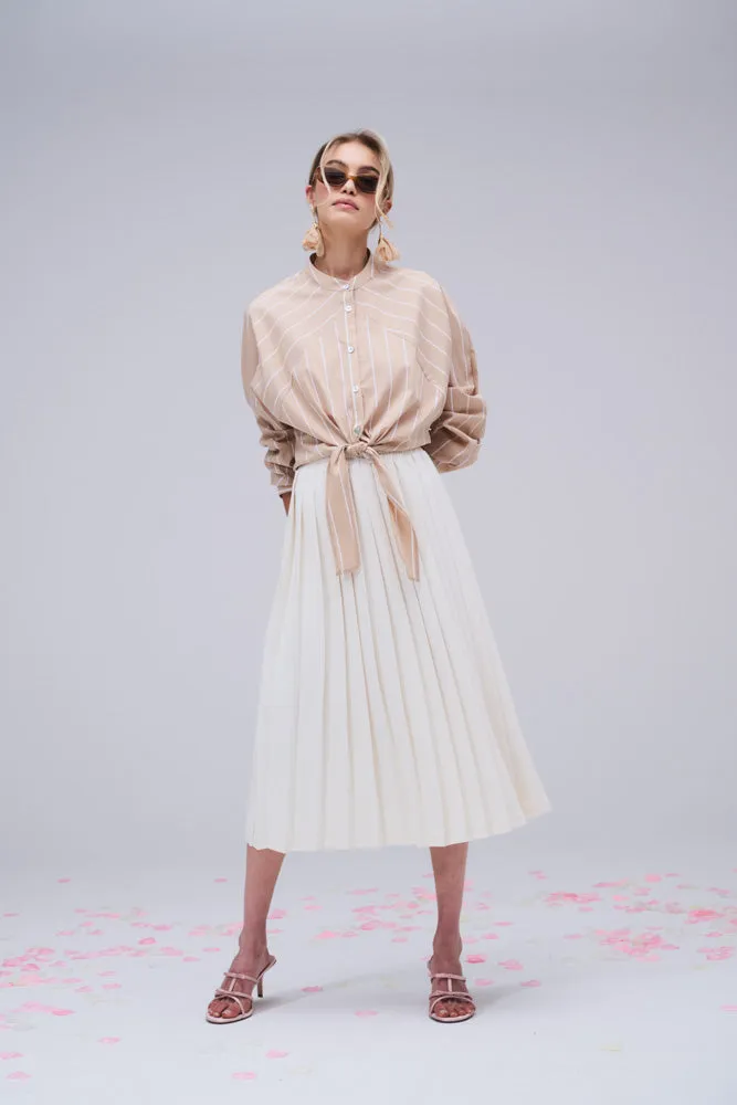 Cream Pleated Skirt