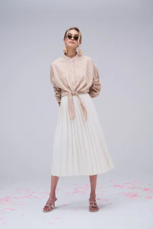 Cream Pleated Skirt