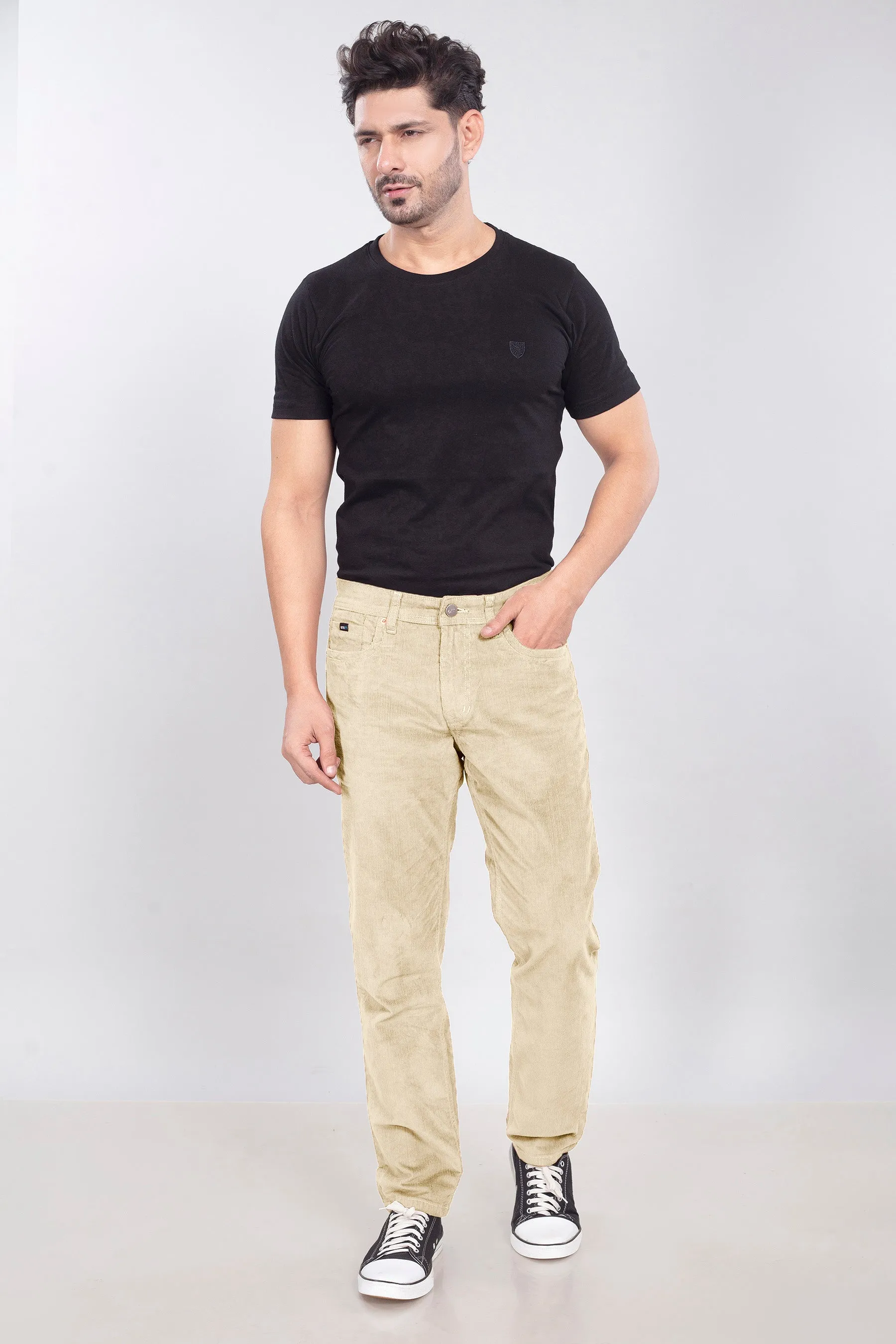 Cream Stretch Corduroy Jeans