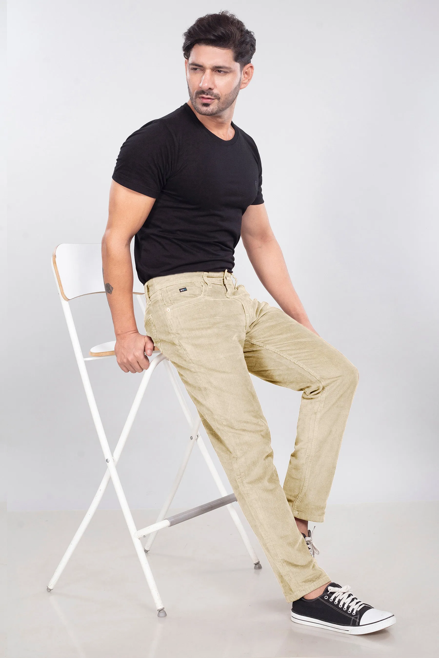 Cream Stretch Corduroy Jeans